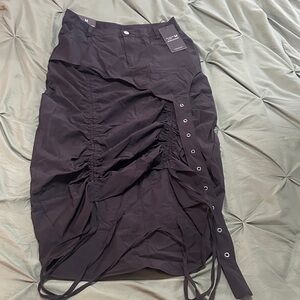 American Bazi Black Asymmetrical Ruched Skirt